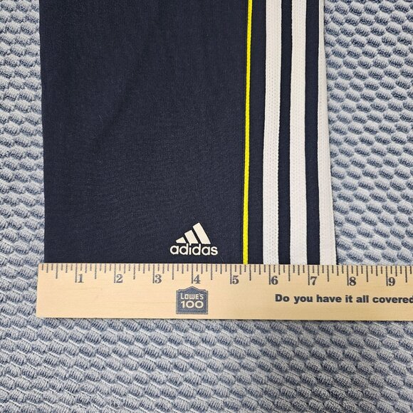 Adidas Navy Blue 3-Stripe Cropped Track Pants - Neon Yellow Accent - Size S - Picture 8 of 8